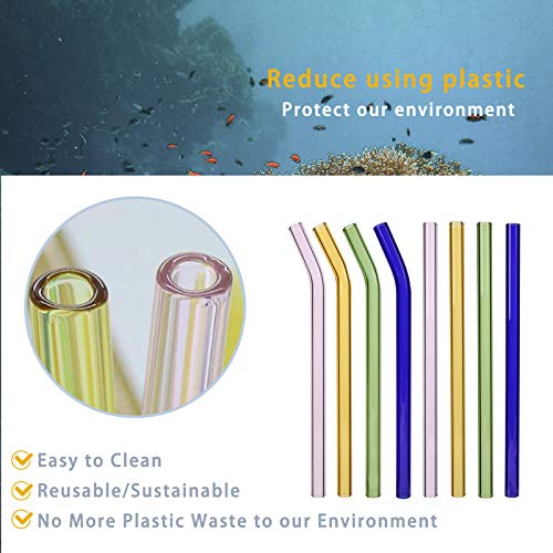 8St Bubble Tea Strohhalme Glas Trinkhalme Wiederverwendbare - 12mm Breit Glasstrohalme Bunt, Glas Strohhalm ohne Plastik… – Bild 4