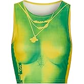 CAPE CLIQUE Y2K Tops for Women Sexy Casual Body Print Tee Sleeveless Summer Going Out Aesthetic Graphic Crop Top