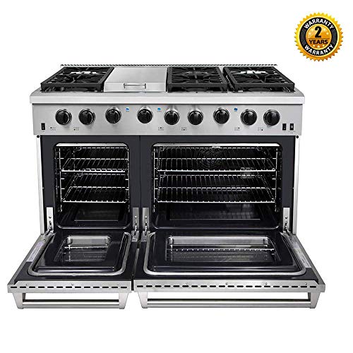 Thor Kitchen 48 Pro Style Range with 6 Burners and Double Ovens