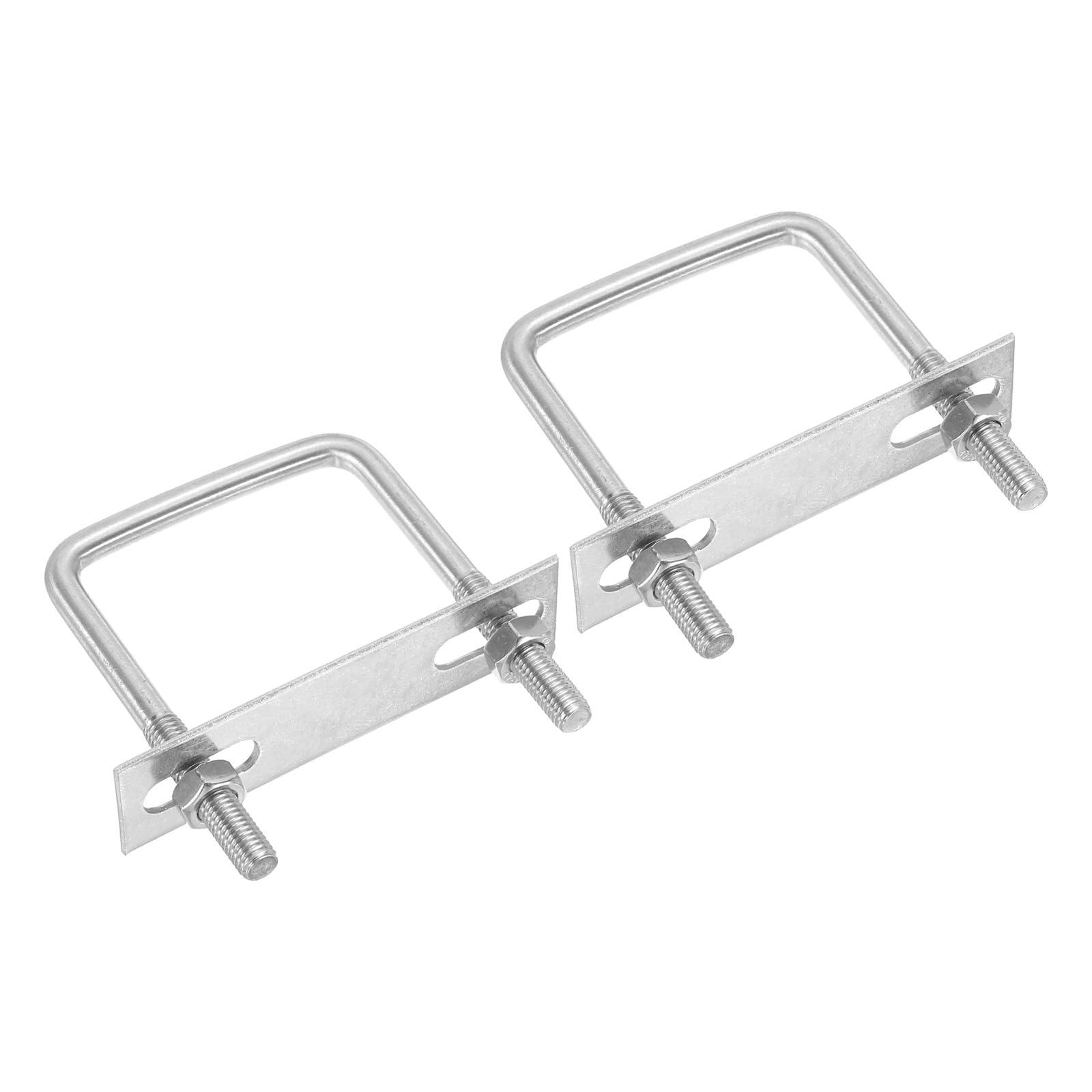 PATIKIL M8x60x80mm Square U-Bolts Kit, 2Set 304 Stainless Steel Square U Shaped Bolts Replacement Parts with Frame Plates and Nuts for Ski Board Sailboat Trailer
