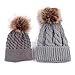 2PCS Parent-Child Hat Warmer, Mother & Baby Daughter/Son Winter Warm Knit Hat Family Crochet Beanie Ski Cap Grey