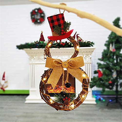 BiuBuy Lighted Christmas Wreath Decoration Battery Powered LED Wreath for Front Door Home Wall Decor and Party Décor (A)