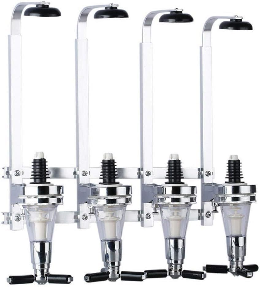 Wall Mounted Bottle Stand Optic Dispenser Drinks Wine Spirits Steel Bar Butler Stand Drinks Wine Dispenser Home Bar (4 Bottles)