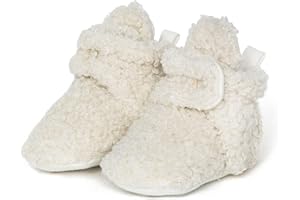 Robeez Baby Girls and Boys Crib Fleece Sherpa Snap Booties with Slip-Resistant Soles for Infant and Toddler, 0-18 Months