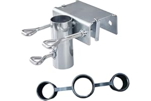 Steel Galvanized Outdoor Parasol Fixing Bracket for Balcony, Garden & Camping – Umbrella Holder Clamp with Plastic-Lined Sock