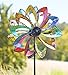 Plow & Hearth Solar LED Flower Wind Spinner, Metal, Multicolored, 21 1/2 in Dia. x 11 1/2 in D x 75 in H