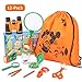 YEZI Outdoor Explorer Kit Gift Kids Toys,12 Pack Kids Adventurer Exploration Equipment Set,Eucational Toys Gifts with Binoculars,Flashlight,Compass,Magnifying Glass,Whistle for Camping Hiking Pretend
