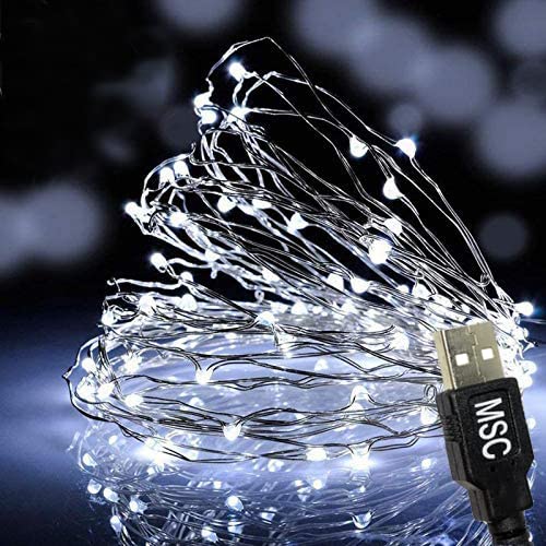 MSC - 23ft / 7m - 70 Led's USB Powered LED Cool White Coloured String Fairy Lights On Copper Cable, Ideal for Christmas, Xmas, Party,Wedding,Decoration Cool-USB-7m