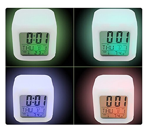 Scenstar Kids Clock Digital Alarm clocks 7 Colors Changing Digital Alarm Clock with Multi-function Thermometer Night Glowing for Bedroom&Table,School Desk - Thumbnail 6
