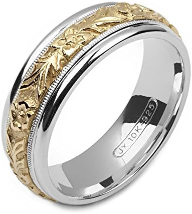 Alain Raphael 2 Tone Sterling Silver and 10k Yellow Gold 7 Millimeters Wide Wedding Band Ring (9.5)
