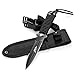BOffer Scuba Diving Knife Double Edge - Black Fixed Blade Tactical Sharp knives with Edge Line Cutter,Sawing Edge,Nylon Sheath,Leg Strap for Divers Dive,Snorkeling,Hunting,Survival Rescue (Black)
