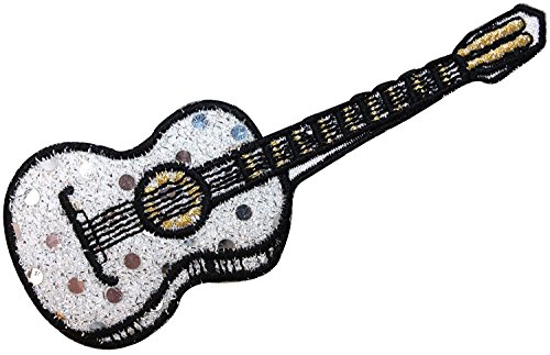 ID 9174 Shiny Guitar Patch String Musical Instrument Embroidered Iron On Applique