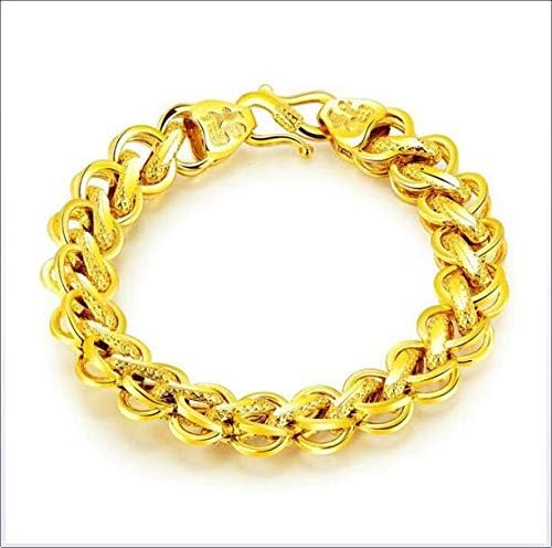 18K Gold Chain Bracelet Width 8.5/10/12mm Fashion Jewelry Real 18ct Karat Yellow Bracelets length 19.5/20.5/21cm Chain Hip Hop Real Solid Clasp Gift for Men