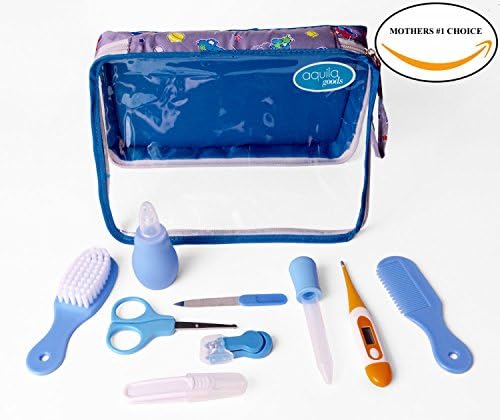 Ultimate Baby Grooming Kit – 10 Piece Grooming Kit for Newborns and Infants! Unisex Hair Brush, Comb, Dropper, Thermometer, Scissors, Nail Aspirator, Nail Clipper, Nail File and Pouch!