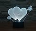 Romantic 3D Glow LED Night Light 7 Colors Optical Illusion Lamp Touch Sensor Perfect for Home Party Festival Decor Great Gift Idea (Arrow Through Heart)