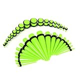 BodyJ4You 36 Pieces Gauges Kit Light Neon Green Tapers with Plugs 14G-00G Stretching Kit - 18 Pairs