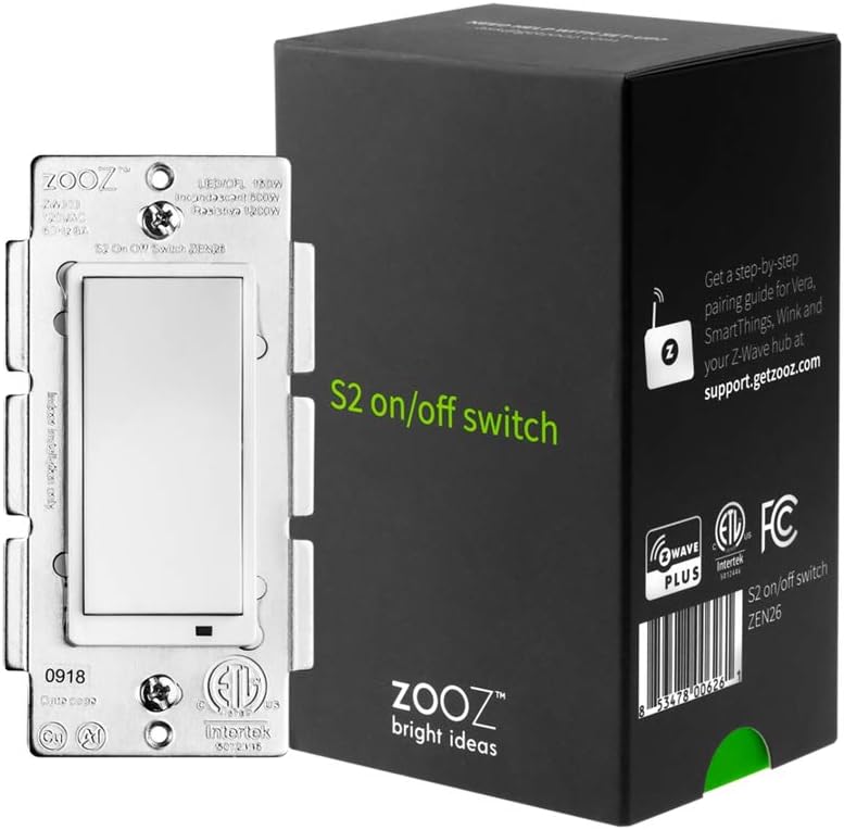 Zooz Z Wave Plus S2 On Off Wall Switch Zen26 With New Simple Direct 3 Way And 4 Way Works With Existing On Off Switches No Add Ons