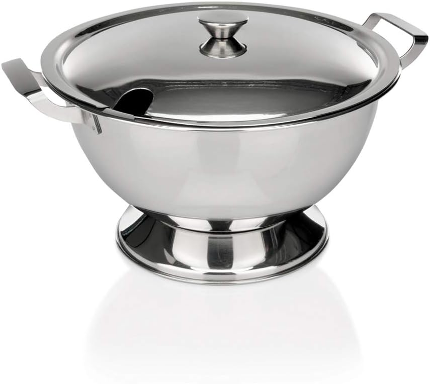 WAS 1475 065 Soup Terrine on Base with Two Side Handles and Lid, Lid with Solvent Recess, 0.65 Litres, Diameter 15.5 cm, Height 9.0 cm