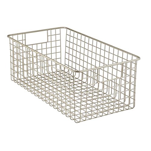 mDesign Wire Storage Basket for Kitchen, Pantry, Cabinet - Pack of 4, Deep, Satin