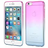 iPhone 6S Case, Dealgadgets Ultra Soft Colorful Clear Shell Slim Crystal TPU gel Case with Gradient Ramp Design Bumper Defender Cover for Apple iPhone 6S 4.7 inch (Fuschia/Blue)