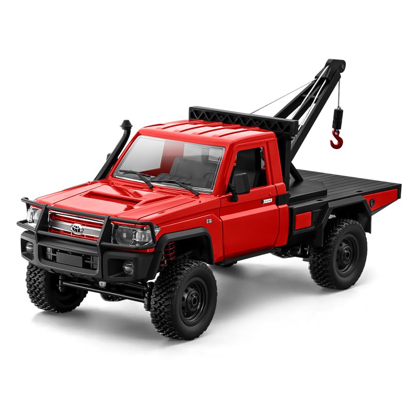 1/12 RC Crane Truck, MN-82T LC79 RC Rock Crawler, 4WD Off-Road Tow Car RTR 2.4GHz RC Pick-up Trail Truck for Adults Hobby Toys (Red)