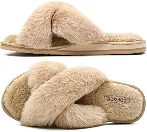 coface womens fuzzy slides