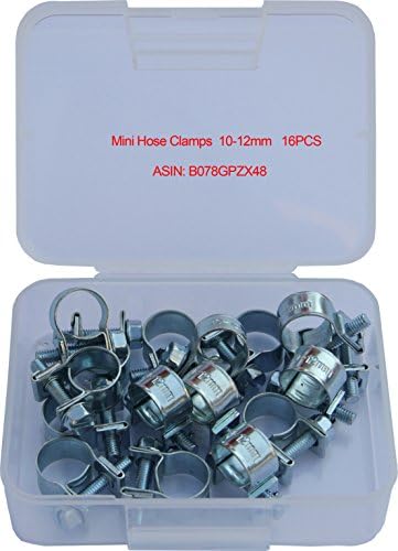 IEUYO Mini Hose Clamp, 16PCS Mini Hose Clamp For Pipe/Tube/ Cable/Line, Zinc Plated Steel, Adjustable, Diameter Range 10-12mm
