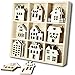 YuQi 45 PCS Wooden Scrapbooking Embellishments Sets with Storage Box, Mini Laser Cuts Wood Houses Shaped Ornaments for Crafts Projects & Grandson in Law Birthday Gifts from Mother & Father