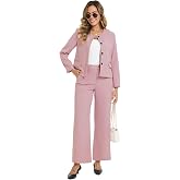 MODFUL 2-Piece Collarless Blazer Pants Suit for Women Dressy | Fitted,Business Casual, Office Formal Suit