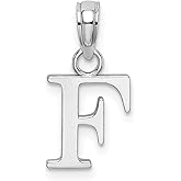 10k White Gold Block Letter F Pendant Charm for Women and Unisex Wear, Polished Monogram Initial Jewelry, Minimalist Gold Accessory, Dainty Custom Necklace, Simple Statement Pendant
