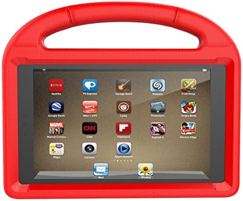 Huaup Case for All-New Fire HD 8 2017 - Kids Light Weight Shock Proof Handle Friendly Convertible Stand Case for Fire HD 8 inch Display Tablet (Fire HD 8, Red)