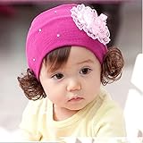 Wed2BB Woolen Stretch Pretty Lace Floral Headbands With Fashion Wig For Baby Girls