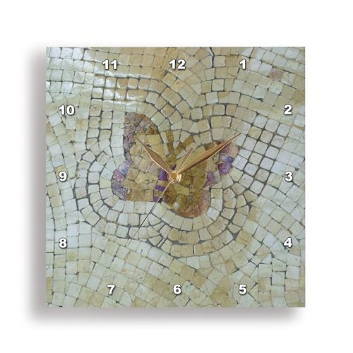 3dRose DPP_52403_3 Real Mosaic Butterfly Wall Clock, 15 by 15-Inch