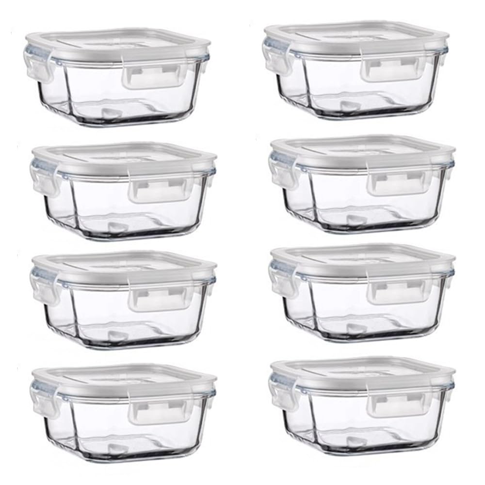 Photo 1 of R.repad yay 16PC Square Glass Storage Containers With Lids, 2 Cup Glass Food Containers With Lids, Square Meal Prep Bowls, Small Bowls For leftovers, Dishwasher, Freezer Safe (8 lids & 8 Containers)