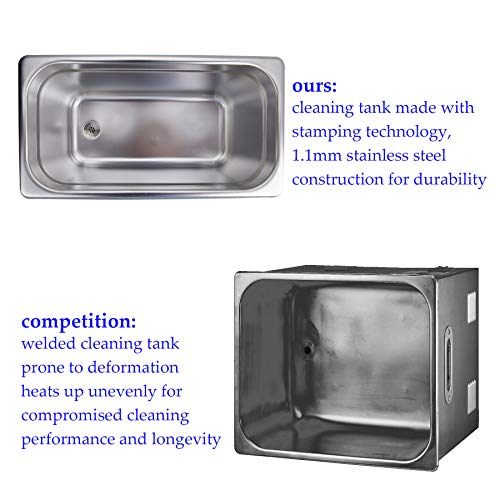 6L Ultrasonic Cleaner with Digital Timer & Heater, Professional Ultrasound Jewelry Cleaning Machine for Parts Denture Ring Watch - Thumbnail 5
