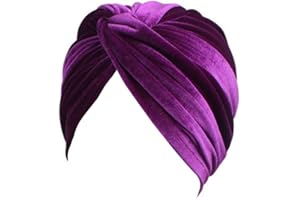 Vpang Women's Turban Hat, Vintage Stretch Velvet Twist Pleated Head Wrap Headband Arab Hair Wrap Chemo Turban Headwear