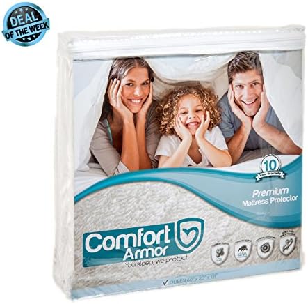 Comfort Armor Mattress Cover Queen Size by Waterproof Mattress Protector - Protect your Mattress against Bedbugs, Dust Mites and Spills - Hypoallergenic and Breathable Vinyl Free Mattress Pad