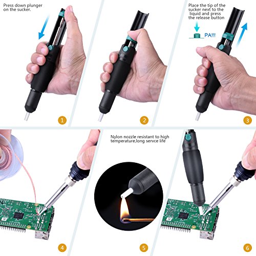 ETEPON 3-in1 Solder Accessories Anti-Static Solder Sucker Desoldering Vacuum Pump & 2pcs Solder Wick (2.5mm Width, 1.5m Length) Desoldering Assist Tool Kit For Solder Removal(ET004) - Thumbnail 3
