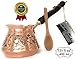 ACI Series (Medium-13 fl oz) - Thickest Solid Engraved Copper Turkish Greek Arabic Coffee Pot with Wooden Handle, Stovetop Coffee Maker, Jazzve, Cezve, Ibrik, Briki, Café Turco