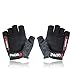 QEPAE Non-Slip Gel Pad Gloves Men's Women's Sportswear Cycling Riding Short Half Finger, Breathable, Large, Black