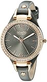 SO&CO New York Women's 5061.1 SoHo Quartz Rose Tone Case Grey Slim Leather Strap Watch
