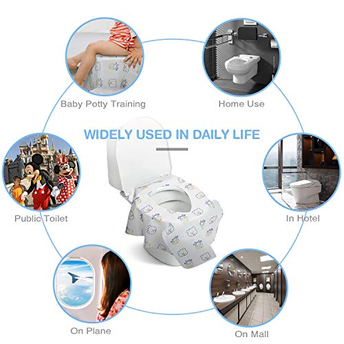 Disposable Toilet Seat Covers Extra Large 20 Packs Perfect for Adults and Kids Potty Training with Individually Wrapped Home Travel Use (Cartoon)