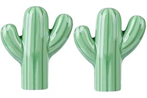 FirstDecor 2pcs Kids Drawer Knobs, Ceramic Cactus Shape Door Knobs, Creative Door Handles Pulls for Nursery Cupboard/Cabinet/