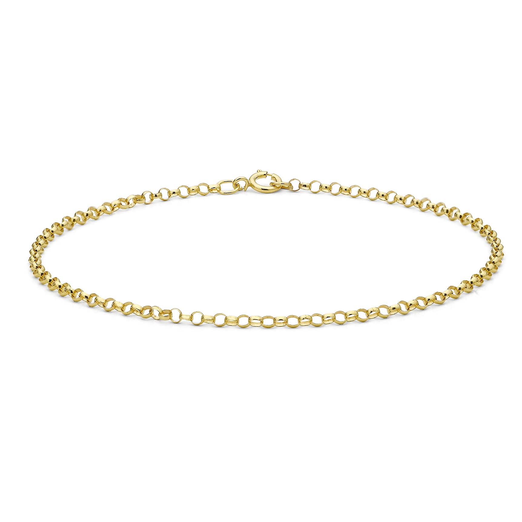 CARISSIMA Women's 9 ct Yellow Gold 2 mm Round Belcher Chain Bracelet of Length 20 cm/8 Inch