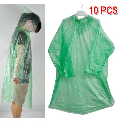 SODIAL(R) 10 pcs Poncho Raincoat,Disposable Emergency Rain Cover Jacket