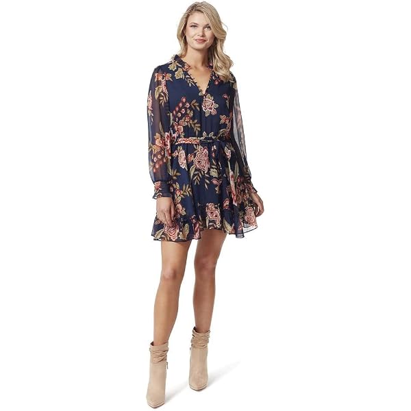 Jessica Simpson Womens Amella Trumpet Sleeve Mini Dress, Winding Trail