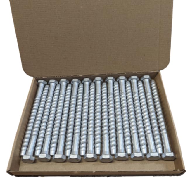 AJ Fixings - Pack 20 Concrete Masonry Bolts - Self Tapping Anchor Screw - Hex Head Galvanised Exterior for Brick/Stone/Concrete (6 x 150mm)