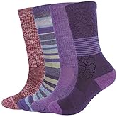 EnerWear 4 Pack Women's Merino Wool Outdoor Hiking Trail Crew Sock (US Shoe Size 4-10,Wine 2)