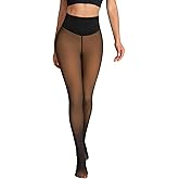 oufali One-Seam Fleece Lined Tights for Women Fake Sheer Thermal Leggings with Tummy Control & Butt Lifting Design