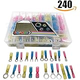 240pcs Heat Shrink Wire Connectors, Sopoby Wire Terminals Waterproof Marine Automotive Electrical Terminals Butt Connectors Assortment